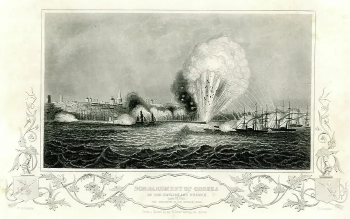 Framed Print : Bombardment of Odessa by the English and French Framed Print : Bombardment of Odessa by the English and French