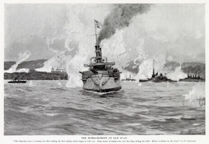 Framed Print : BOMBARDMENT OF SAN JUAN Date: June 1898 Framed Print : BOMBARDMENT OF SAN JUAN Date: June 1898