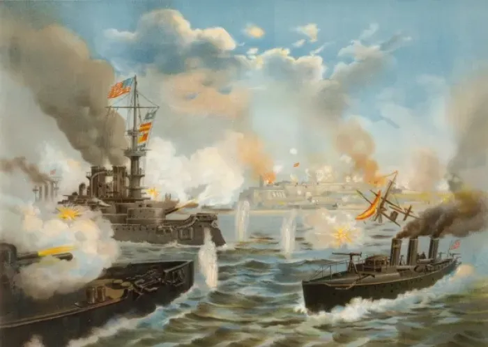 Framed Print : Bombardment of San Juan, Porto sic Rico Framed Print : Bombardment of San Juan, Porto sic Rico