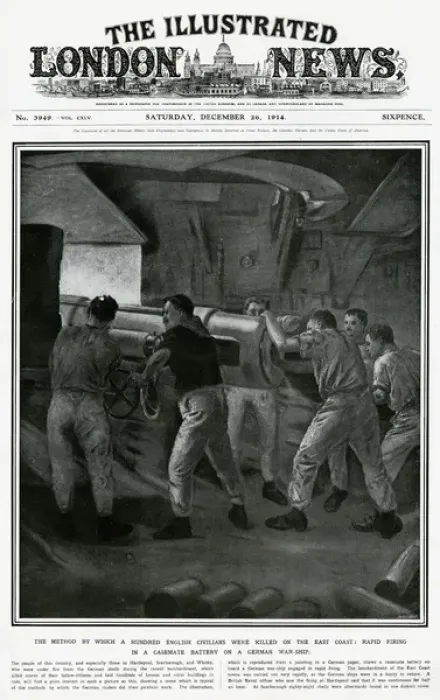 Framed Print : Bombardment of Scarborough - German navy gun-crew Framed Print : Bombardment of Scarborough - German navy gun-crew