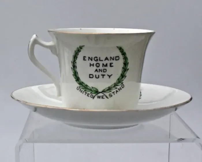 Framed Print : Bone china cup and saucer - WWI Framed Print : Bone china cup and saucer - WWI