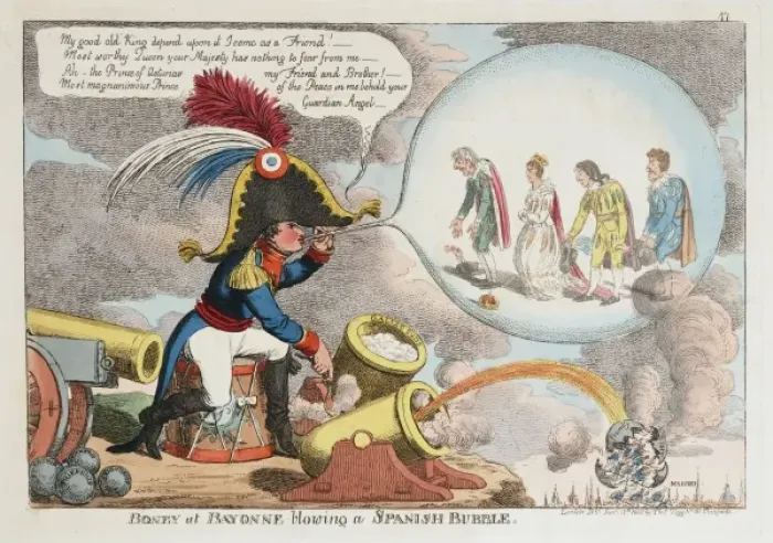 Framed Print : Boney at Bayonne blowing a Spanish bubble Framed Print : Boney at Bayonne blowing a Spanish bubble