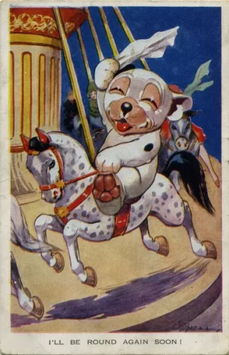 Framed Print : Bonzo on a carousel Framed Print : Bonzo on a carousel