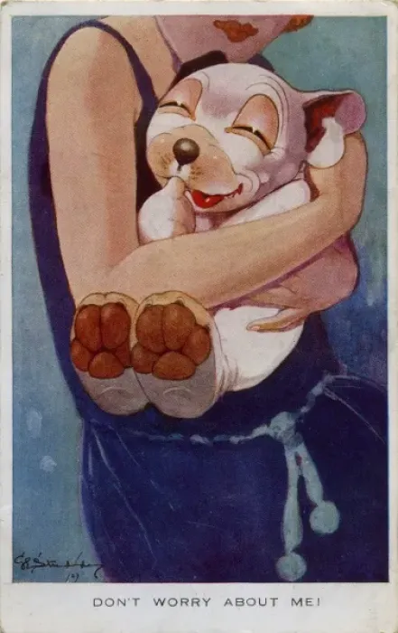 Framed Print : Bonzo being held by his mistress Framed Print : Bonzo being held by his mistress