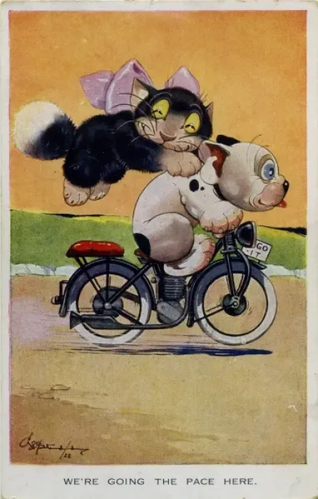 Framed Print : Bonzo and Ooloo on a motorcycle Framed Print : Bonzo and Ooloo on a motorcycle