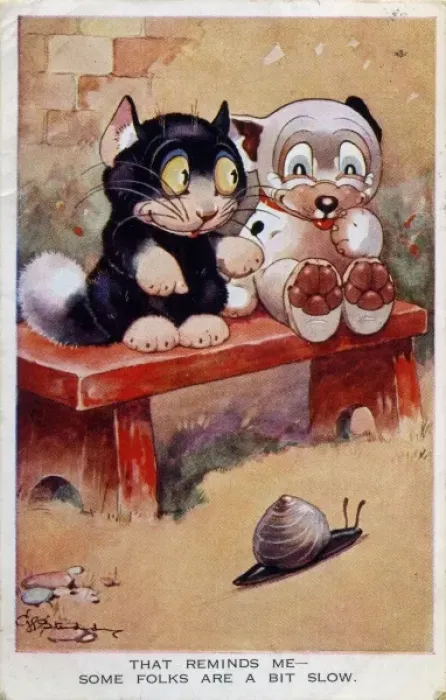 Framed Print : Bonzo and Ooloo watching a snail Framed Print : Bonzo and Ooloo watching a snail