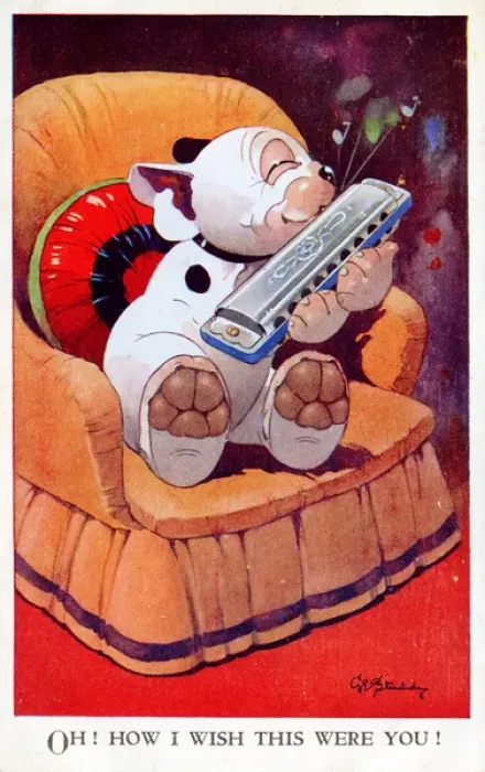 Framed Print : Bonzo - Postcard by George Studdy Framed Print : Bonzo - Postcard by George Studdy