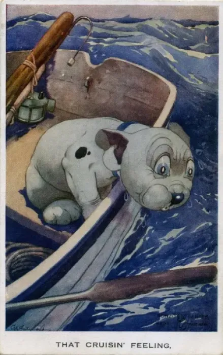 Framed Print : Bonzo in a rowing boat Framed Print : Bonzo in a rowing boat