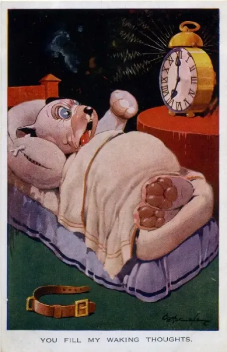 Framed Print : Bonzo being woken by alarm clock Framed Print : Bonzo being woken by alarm clock