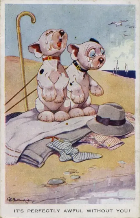 Framed Print : Two Bonzos sitting on the beach crying Framed Print : Two Bonzos sitting on the beach crying