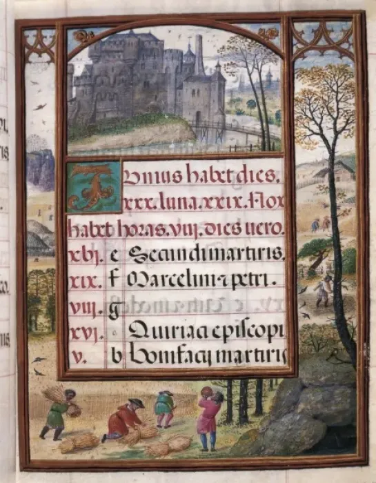 Framed Print : Book of Hours of Don Manuel. 1517. June: reaping Framed Print : Book of Hours of Don Manuel. 1517. June: reaping