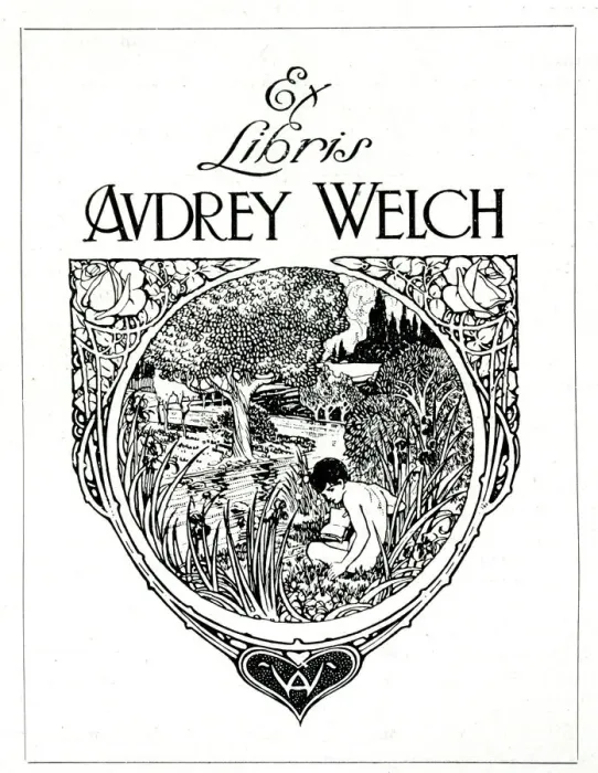 Framed Print : Book Plate by Charles E Dawson for Audrey Welch Framed Print : Book Plate by Charles E Dawson for Audrey Welch