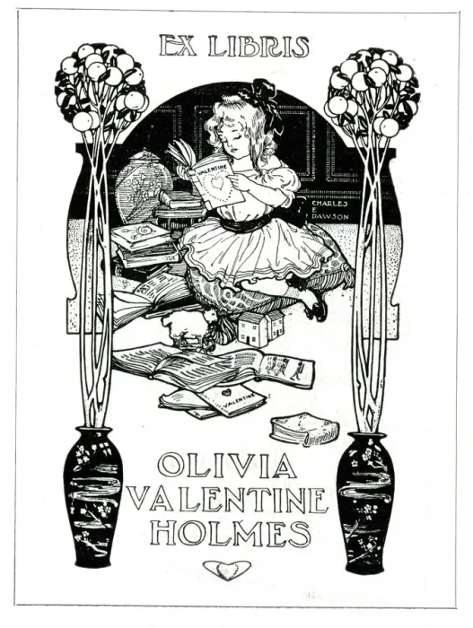 Framed Print : Book Plate by Charles E Dawson for Olivia Valentine Holmes Framed Print : Book Plate by Charles E Dawson for Olivia Valentine Holmes
