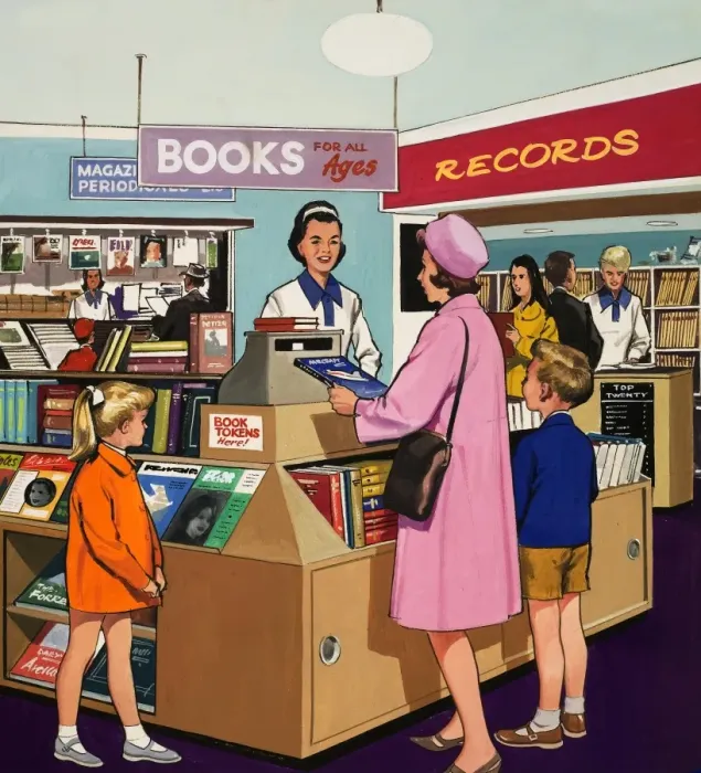 Framed Print : Book shop saleswoman Framed Print : Book shop saleswoman