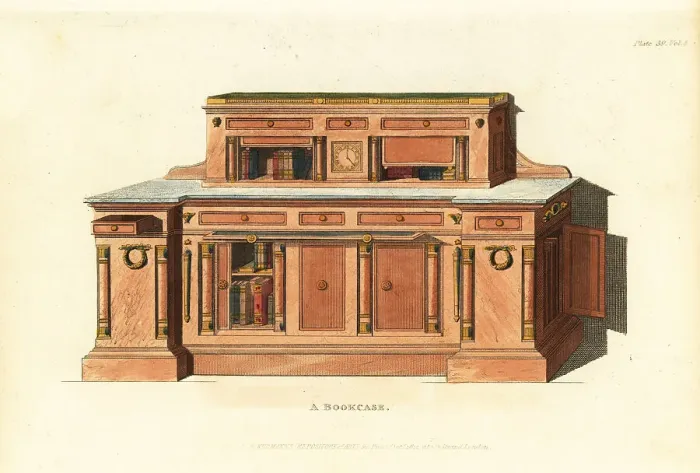 Framed Print : Bookcase, 1812 Framed Print : Bookcase, 1812