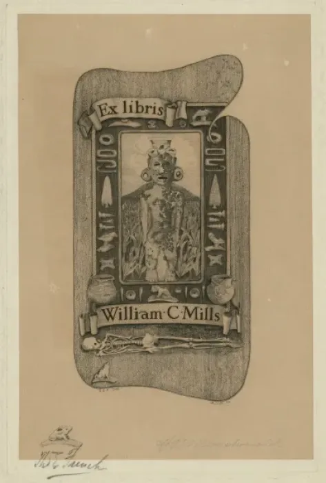 Framed Print : Bookplate of archaeologist William C. Mills Framed Print : Bookplate of archaeologist William C. Mills