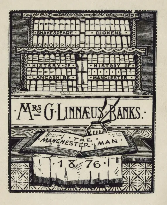 Framed Print : Bookplate of English author, Mrs. G. Linnaeus Banks Framed Print : Bookplate of English author, Mrs. G. Linnaeus Banks