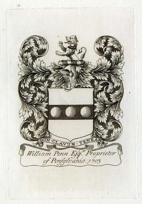Framed Print : Bookplate of William Penn Framed Print : Bookplate of William Penn