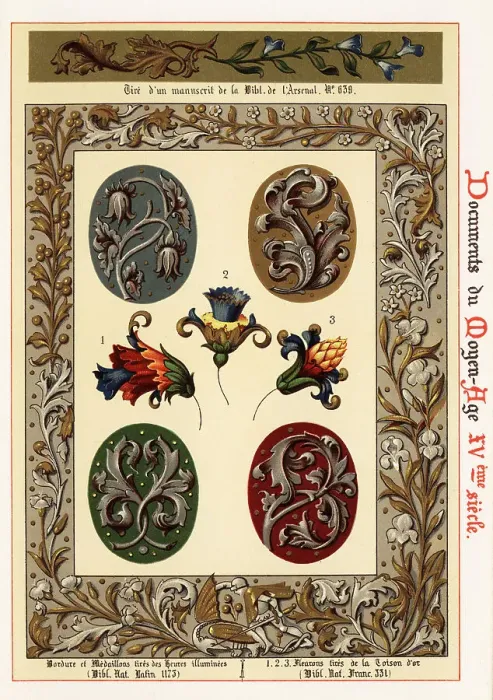 Framed Print : Border, medallions and fleurons from illuminated manuscripts, 15 Framed Print : Border, medallions and fleurons from illuminated manuscripts, 15