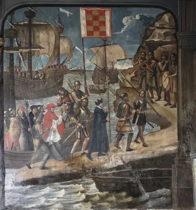 Framed Print : BORGOс, Juan de (1465-1536). The Conquest of Framed Print : BORGOс, Juan de (1465-1536). The Conquest of