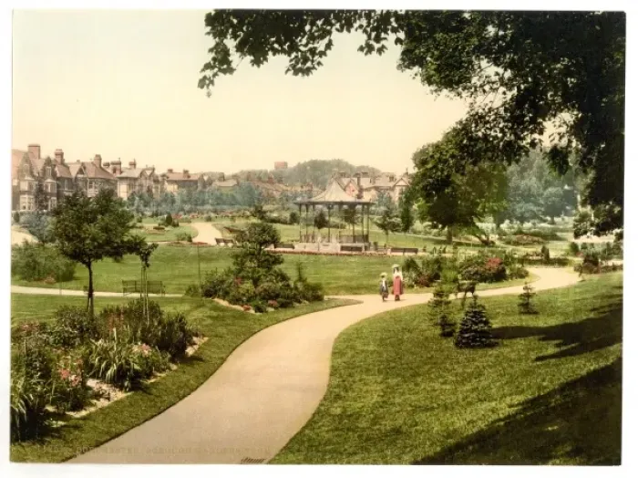 Framed Print : Borough Gardens from south, Dorchester, England Framed Print : Borough Gardens from south, Dorchester, England