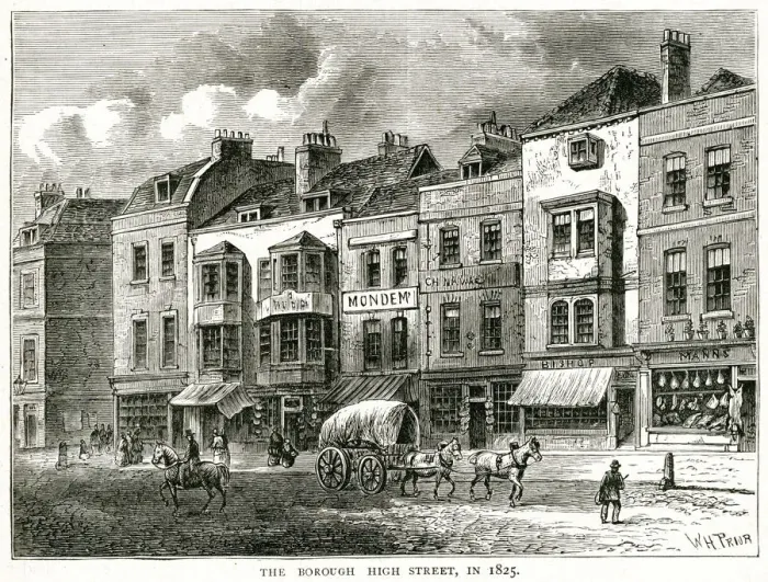 Framed Print : Borough High Street 1825 Framed Print : Borough High Street 1825
