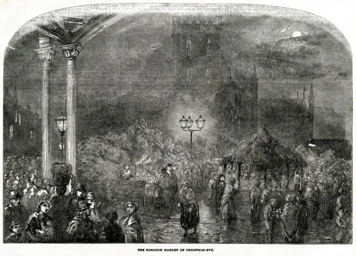 Framed Print : Borough Market, London, Christmas Eve 1853 Framed Print : Borough Market, London, Christmas Eve 1853