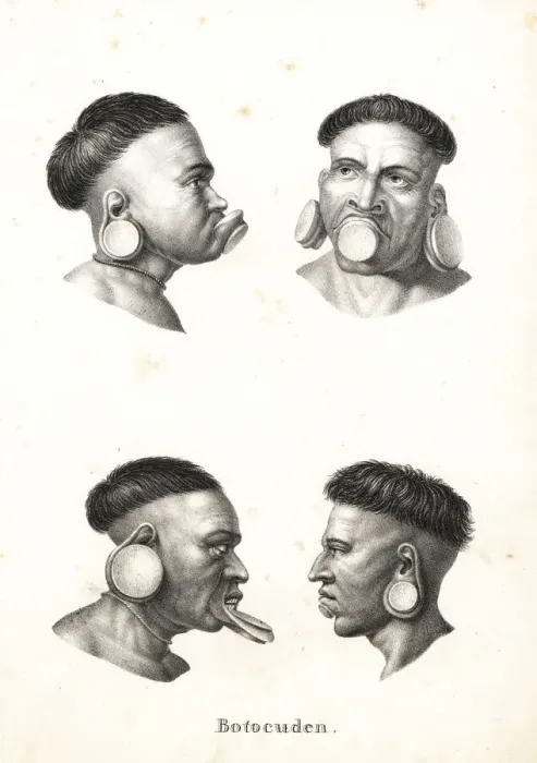 Framed Print : Botocudo natives of the Amazon, with plugs Framed Print : Botocudo natives of the Amazon, with plugs