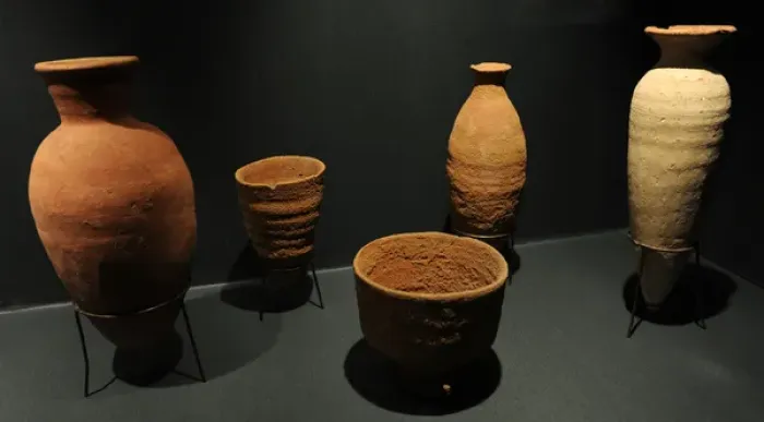 Framed Print : Bottles and bowls. Fired clay. C. 2150-2050 BC. From Sedment Framed Print : Bottles and bowls. Fired clay. C. 2150-2050 BC. From Sedment