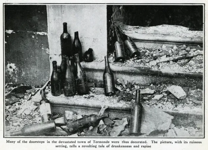 Framed Print : Bottles in the ruins of Termonde, Belgium, WW1 Framed Print : Bottles in the ruins of Termonde, Belgium, WW1