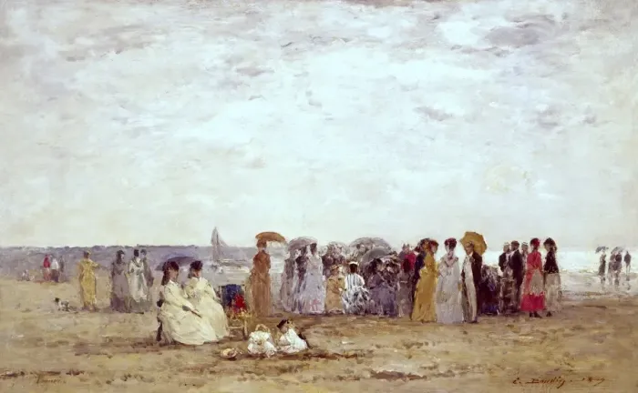 Framed Print : BOUDIN, Eug讥(1824-1898). Bathers on the Beach Framed Print : BOUDIN, Eug讥(1824-1898). Bathers on the Beach