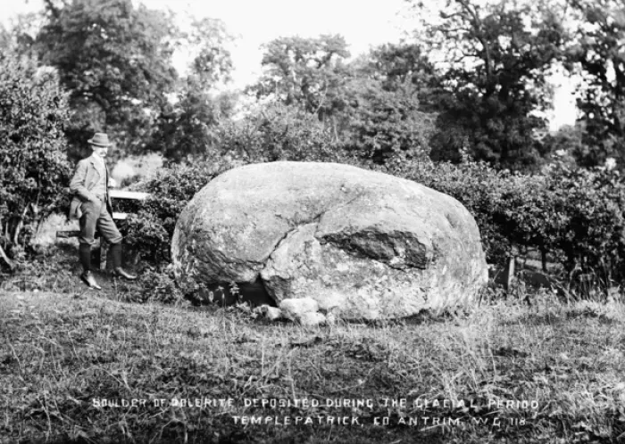 Framed Print : Boulder of Dolerite Deposited During the Glacial Period, Tem Framed Print : Boulder of Dolerite Deposited During the Glacial Period, Tem