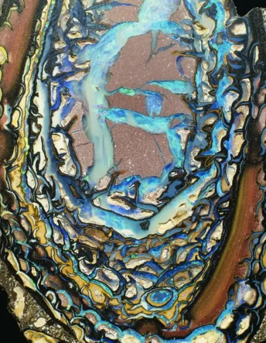 Framed Print : Opal. Boulder or nodular opal in a sandstone matrix from Queensland, Australia Framed Print : Opal. Boulder or nodular opal in a sandstone matrix from Queensland, Australia
