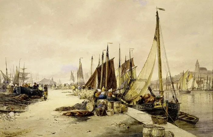 Framed Print : Boulogne (1877). Hardy, Thomas Bush 1842 - 1897. Date: 1877 Framed Print : Boulogne (1877). Hardy, Thomas Bush 1842 - 1897. Date: 1877