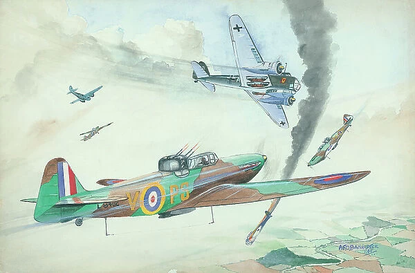 Boulton and Paul Defiants attacking Junkers 88Ks, WWII