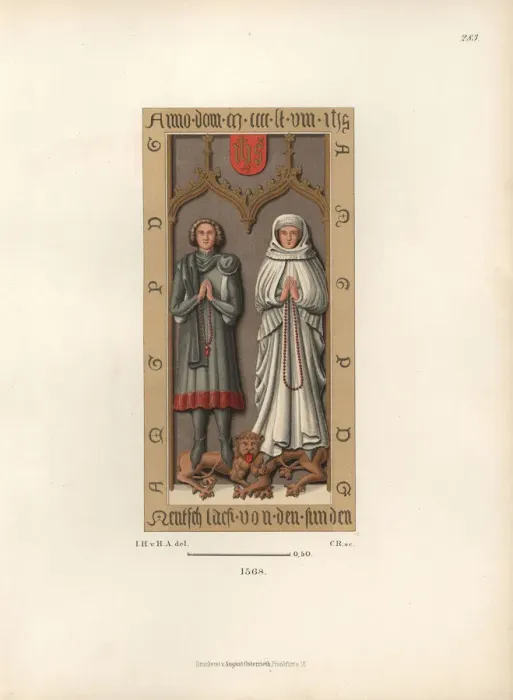 Framed Print : Bourgeoise fashion from a gravestone in St Framed Print : Bourgeoise fashion from a gravestone in St