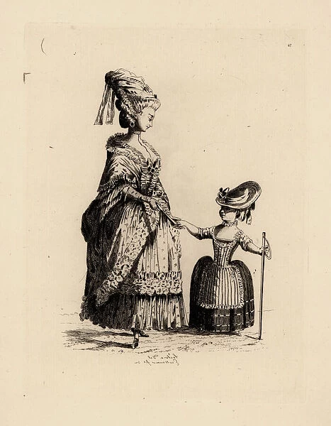 Bourgeoise woman with daughter, era of Marie Antoinette