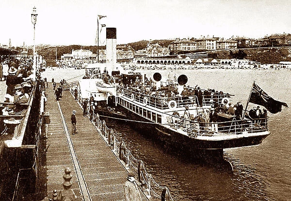 Bournemouth Pier and paddle steamer early 1900s