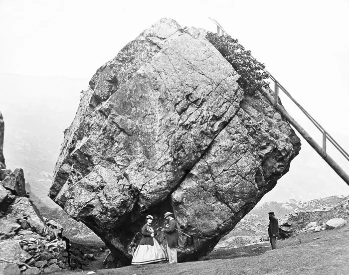 Framed Print : The Bowder Stone Borrowdale Lake District Victorian period Framed Print : The Bowder Stone Borrowdale Lake District Victorian period