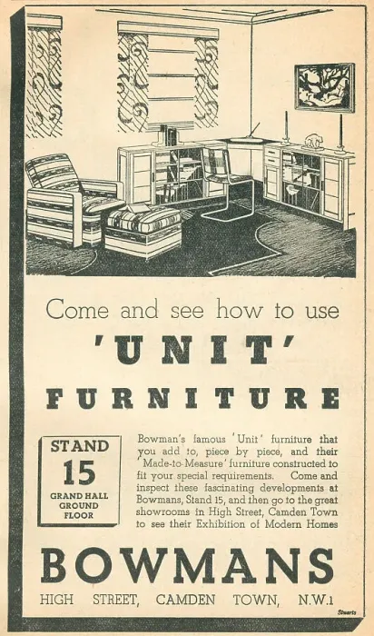 Framed Print : Bowmans Unit Furniture Advertisement Framed Print : Bowmans Unit Furniture Advertisement