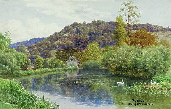 Box Hill, Dorking, Surrey, viewed from Pixham Mill Pond