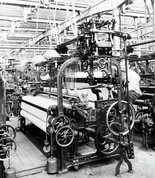 Framed Print : Box loom in a woollen mill in Bradford Framed Print : Box loom in a woollen mill in Bradford