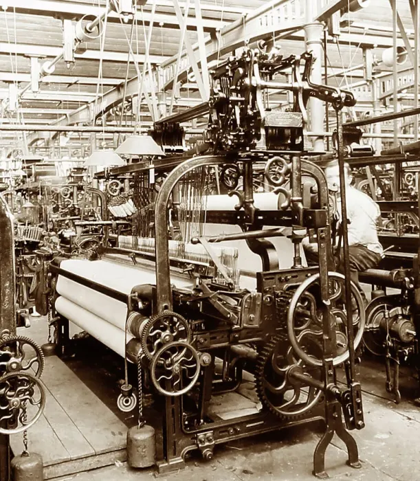 Framed Print : Box loom in a woollen mill in Bradford Framed Print : Box loom in a woollen mill in Bradford