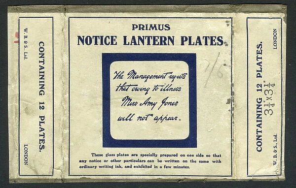 Box, Primus notice lantern plates