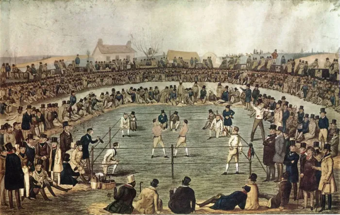 Framed Print : Boxing al Fresco Date: 1845 Framed Print : Boxing al Fresco Date: 1845