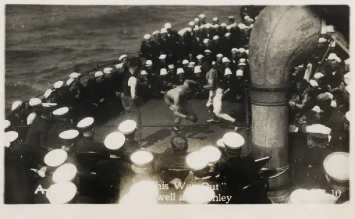 Framed Print : Boxing on board USS Frederick, American cruiser, WW1 Framed Print : Boxing on board USS Frederick, American cruiser, WW1