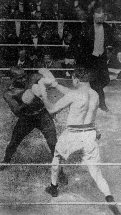 Framed Print : Boxing match, Langford v Lang, London Framed Print : Boxing match, Langford v Lang, London