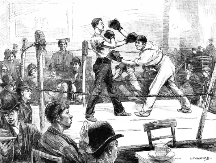 Framed Print : Boxing Match at a Mens Club, London, 1889 Framed Print : Boxing Match at a Mens Club, London, 1889