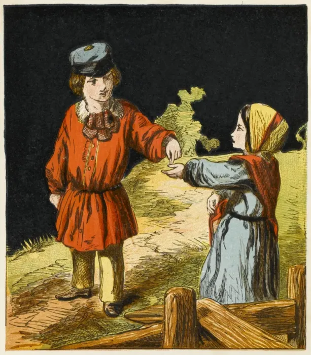 Framed Print : Boy Buys Milk from Girl Framed Print : Boy Buys Milk from Girl