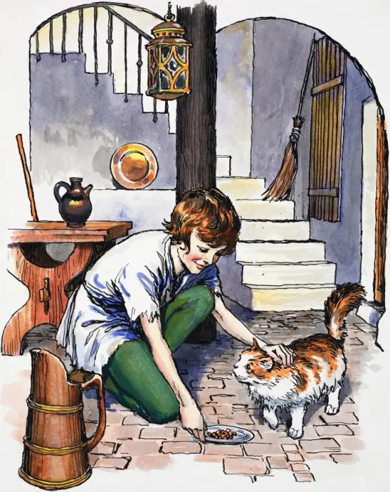 Framed Print : Boy with cat Framed Print : Boy with cat